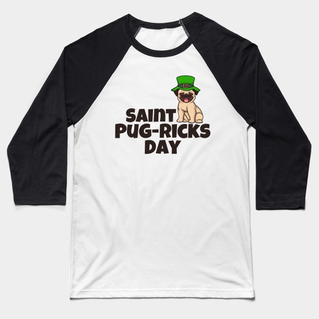 St. Patrick's Pug Baseball T-Shirt by Mey Designs